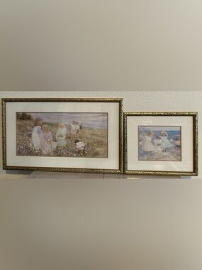 Helene Leveillee Framed Prints – "On Vacation At Last" & "Picking Daisies"
